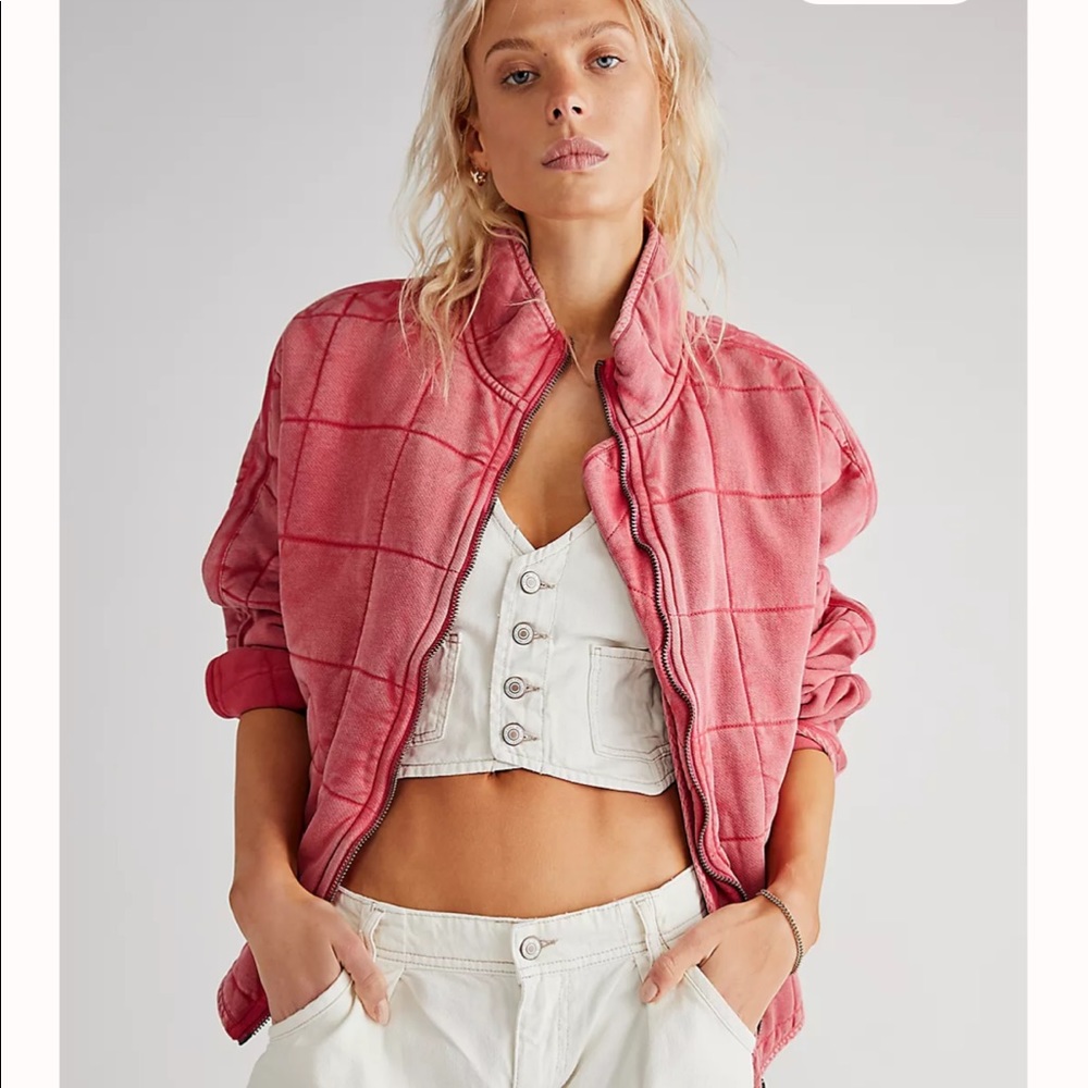 RARE Free People Dolman Quilted Knit Jacket in Lovebird NWT - Picture 2 of 11